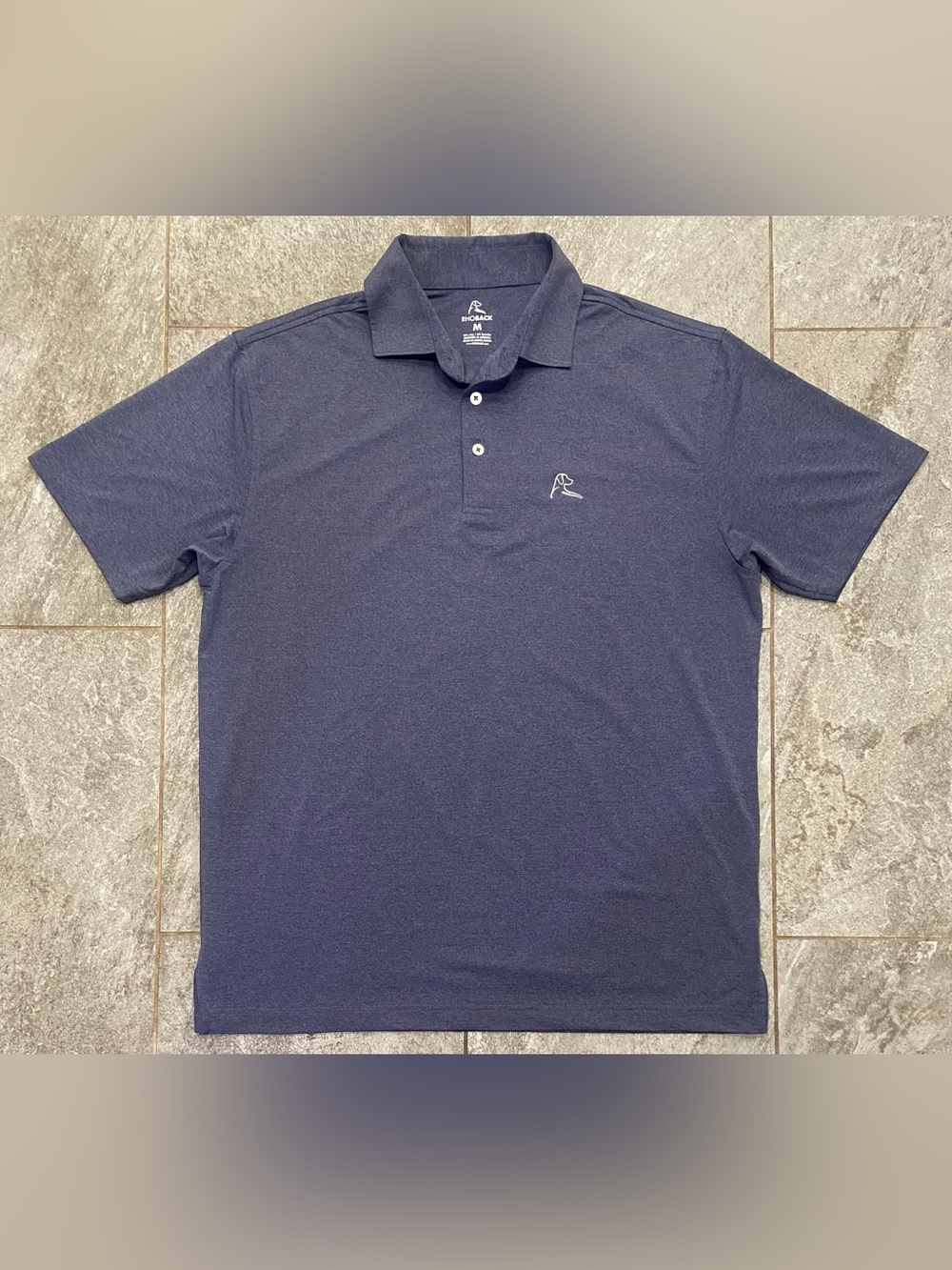 Rhoback Navy Heather Performance Polo - Mems Medium EUC